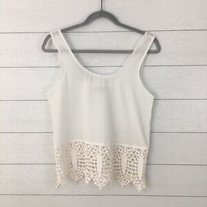 Luca Couture White Lace Trim Tank